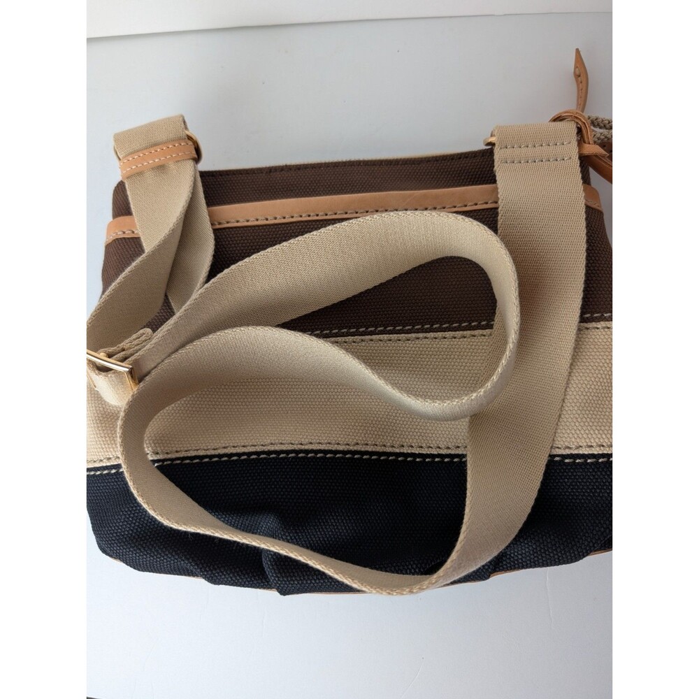 Brighton Purse Windstar “Windy” Brown Black Stripe Canvas Shoulder Bag Charms - Picture 10 of 16